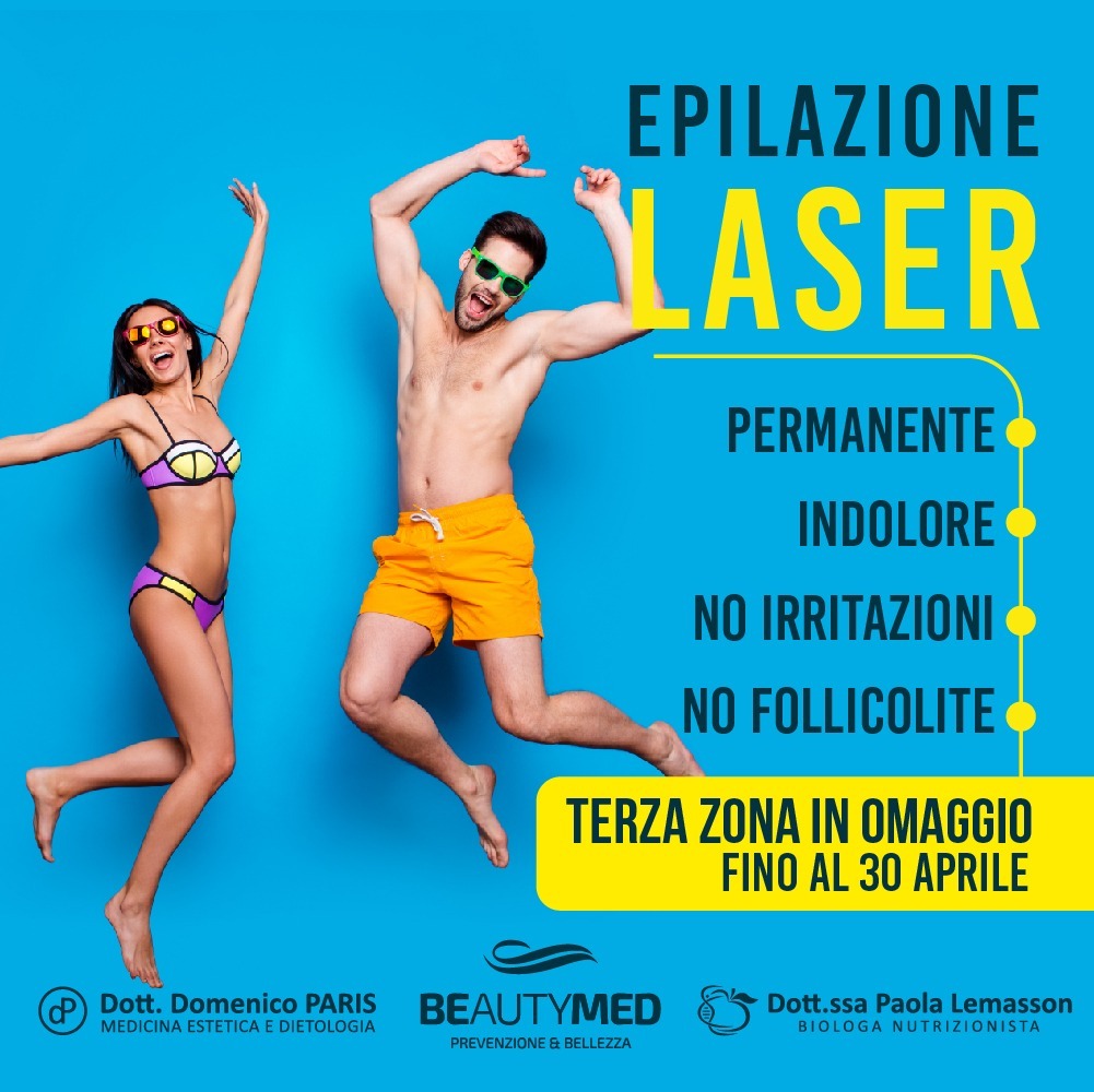 EPILAZIONE LASER CON TERZA ZONA IN OMAGGIO FINO AL 30 APRILE!