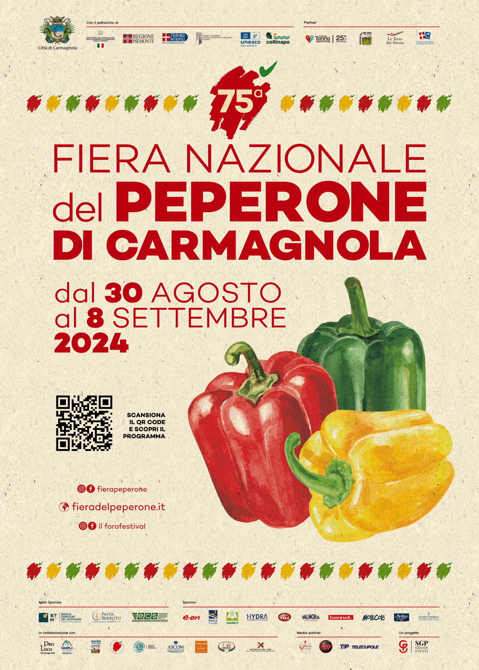 FIERA NAZIONALE DEL PEPERONE DI CARMAGNOLA 30 AGOSTO - 08 SETTEMBRE 2024