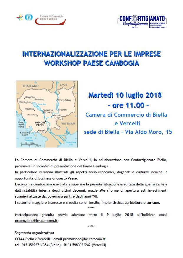 INTERNAZIONALIZZAZIONE PER LE IMPRESE: WORKSHOP PAESE CAMBOGIA