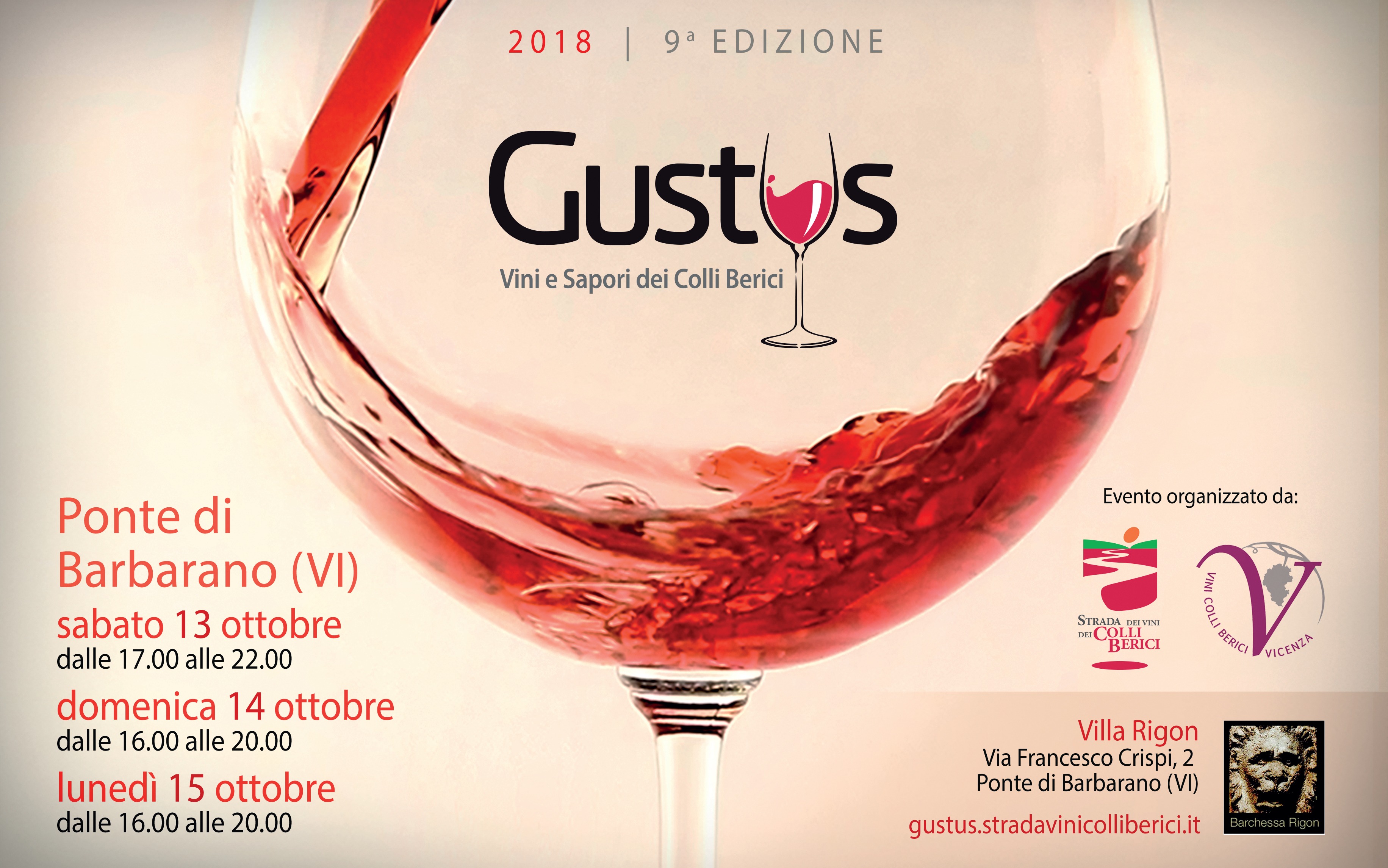 GUSTUS 2018 - PONTE DI BARBARANO (VI) TRE GIORNI DEDICATI AI VINI DEI COLLI BERICI