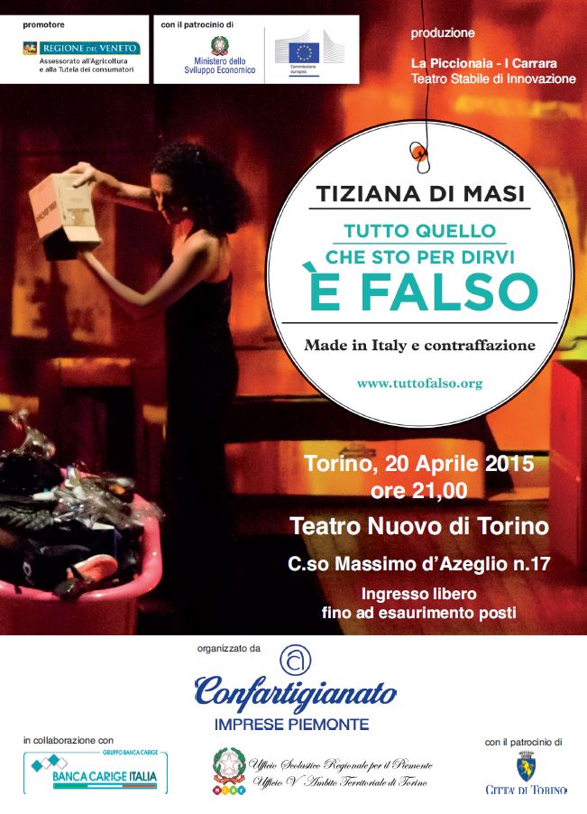 CONFARTIGIANATO IMPRESE PIEMONTE PRESENTA A TORINO 20 APRILE TEATRO NUOVO ORE 21.00 